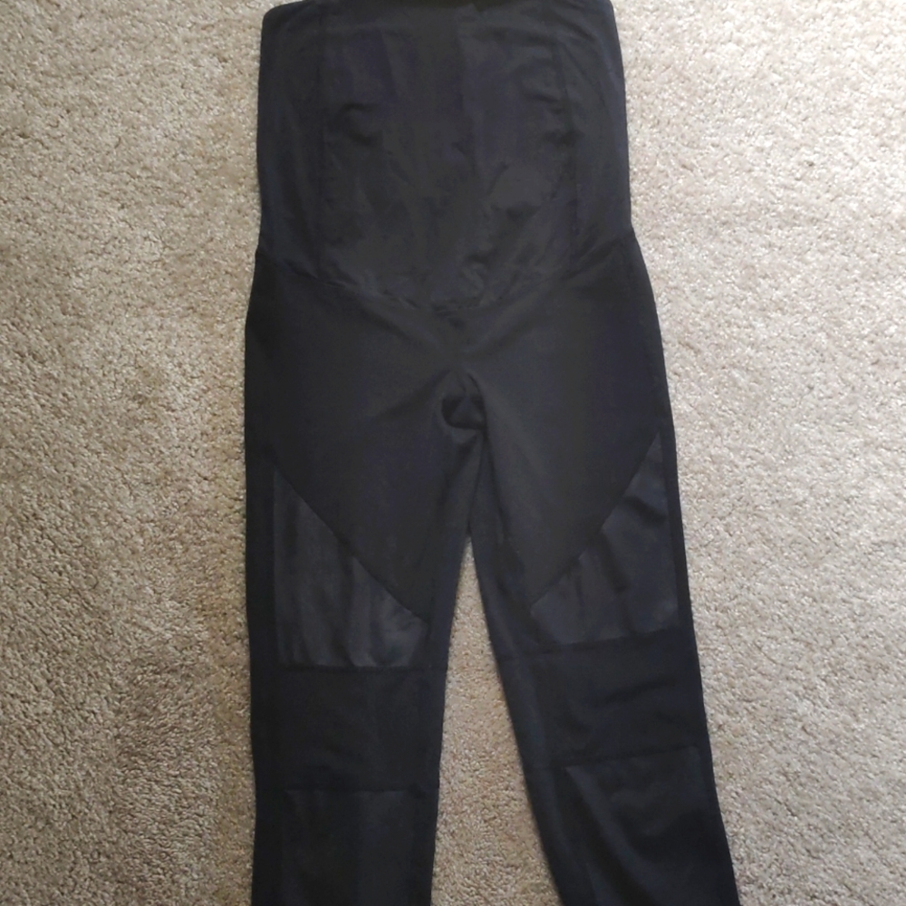 Isabel Maternity 3/4 length black moto leggings (small)